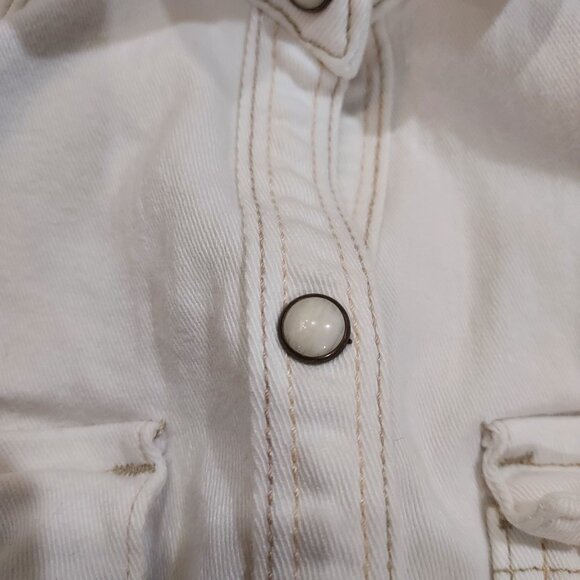 Divided by H&M Sz 4 Cotton Stretch White Snap Down Pearlizzed Western - Picture 4 of 10